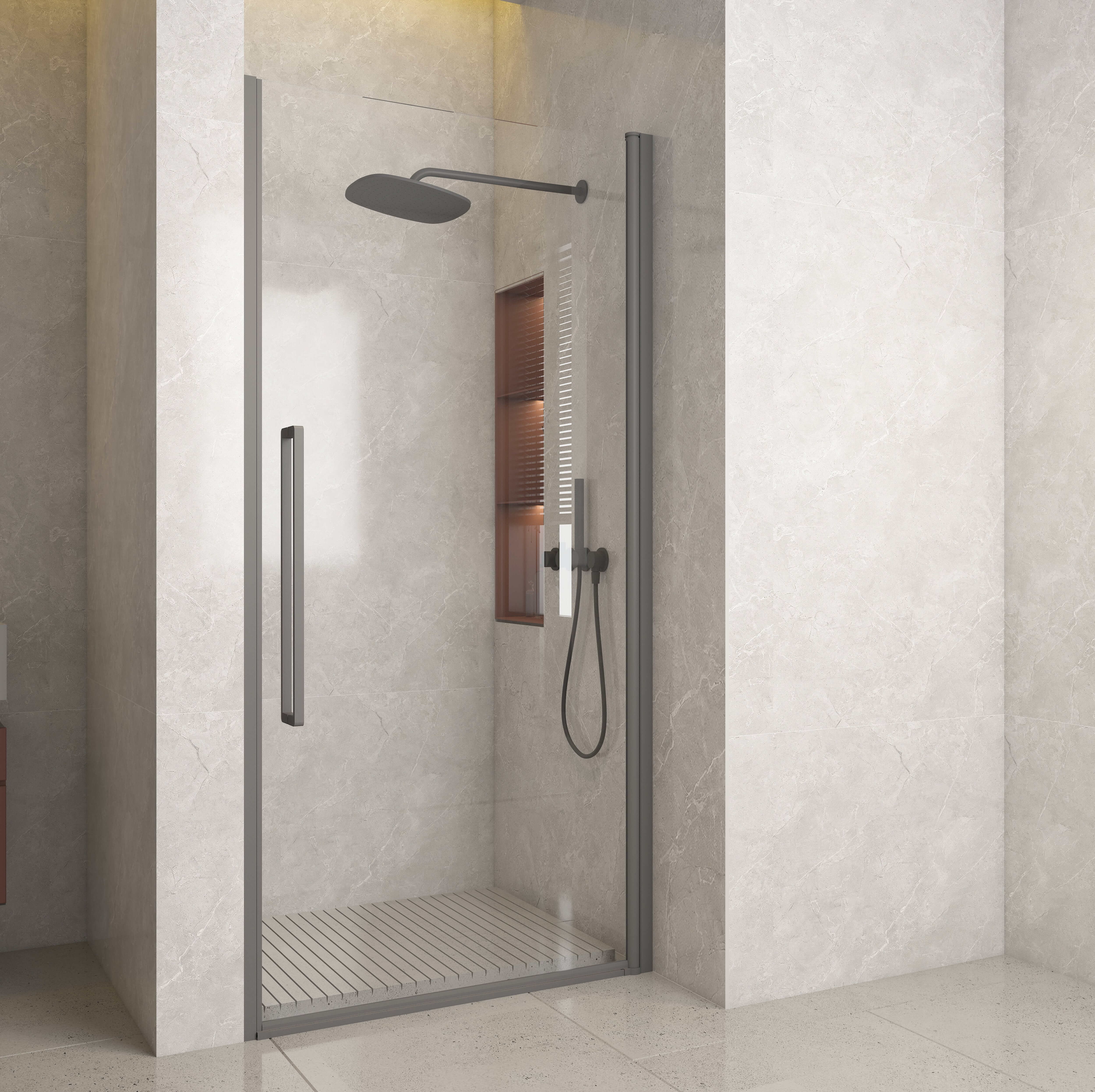 Pasa Giro de Luxe front draaideur 100*200 cm Gun Metal Light