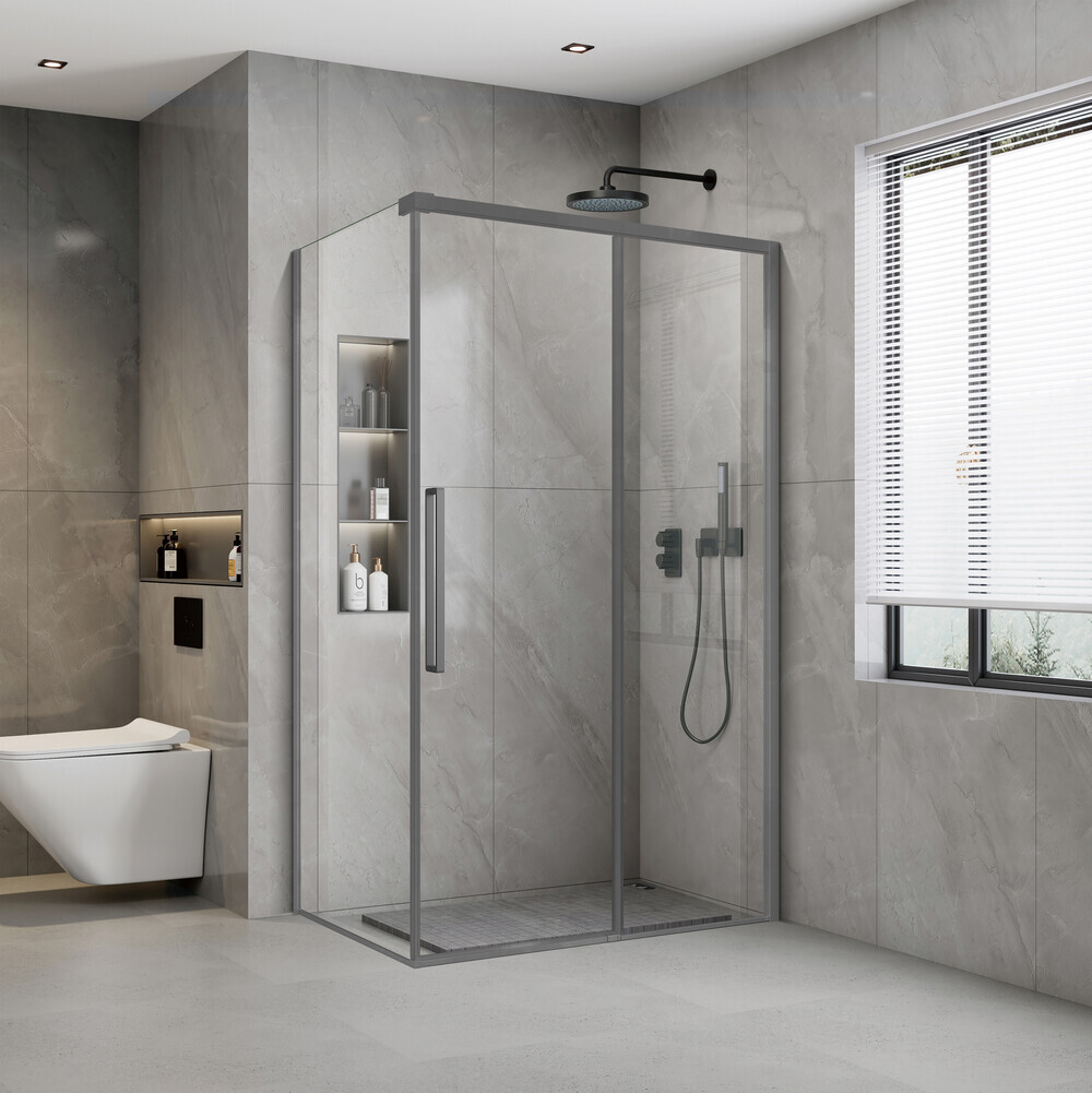 Soft Close Hoekopstelling zijwand 30-100cm Gun Metal Light